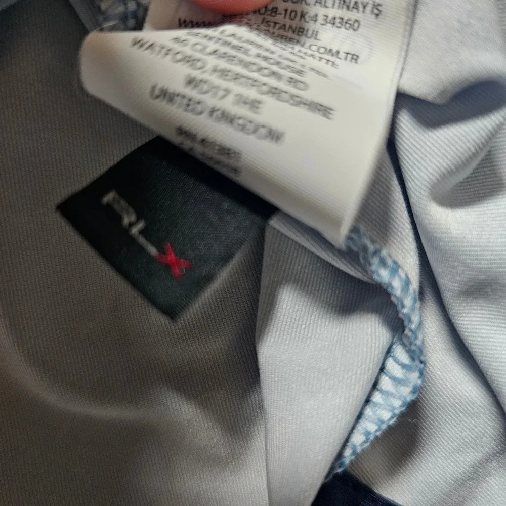 RLX Ralph Lauren Men's XL Blue RLX Logo Print Performance Golf Polo Short Sleeve